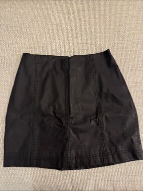 Free People Black Faux Leather Panel Mini Skirt